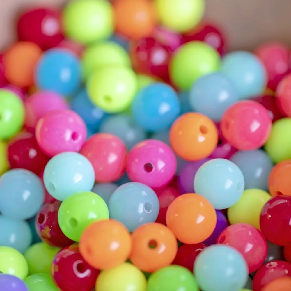 бусина, акрил "неон", цветовой микс, 8 мм