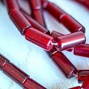 Бусина, стекло, "Трубочка", цвет красный, 16х8 мм
