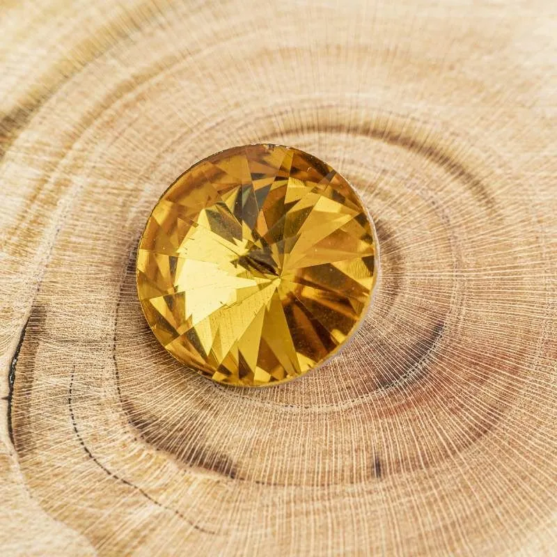 кабошон стекло риволи, цвет темно-желтый, 14х7 мм