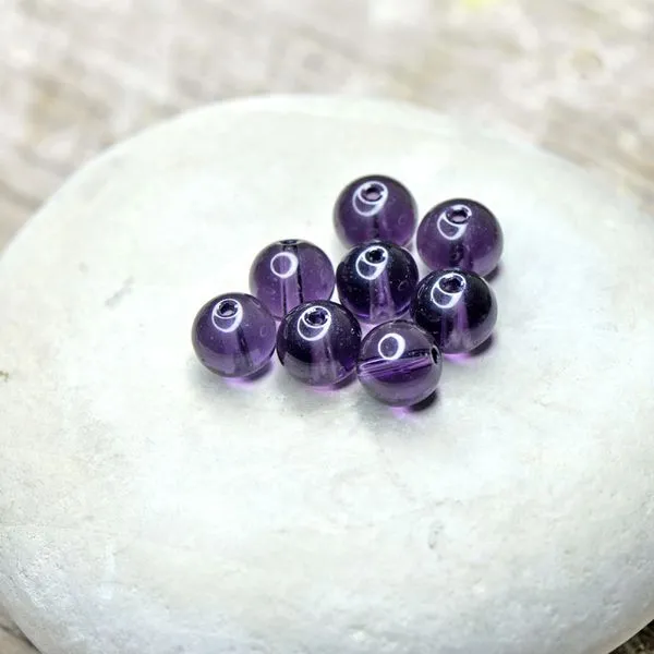 бусина, стекло 10, цвет фиолетовый, 10 мм