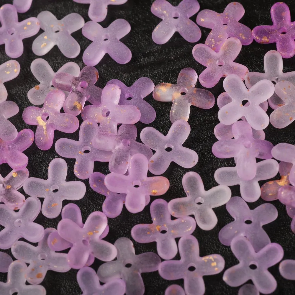 бусина, акрил "клематис", матовая, цвет фиолетовый, 11.5x11.5x3 мм