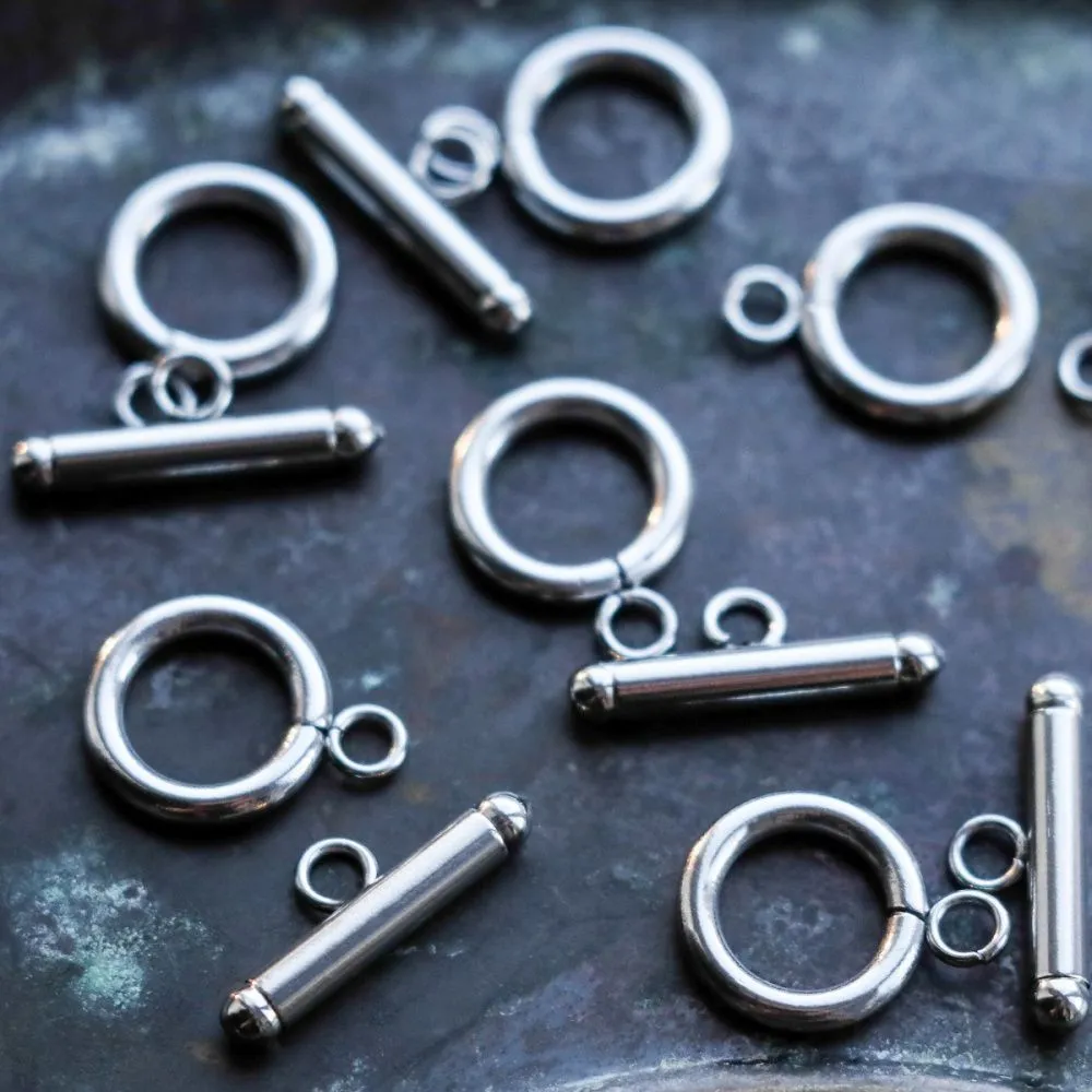 замочек-тоггл "раунд", сталь гипоаллергенная, 16.5x12x2 мм