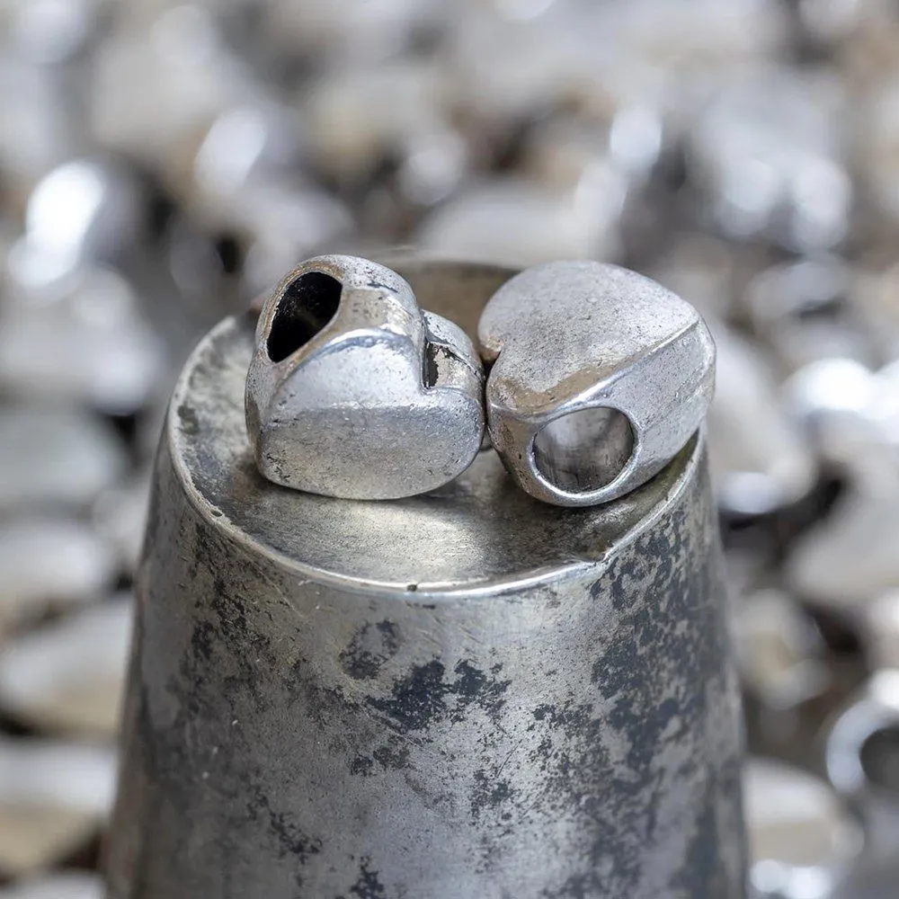 ес бусина металл "сердце", цвет античное серебро, 11х11х7 мм