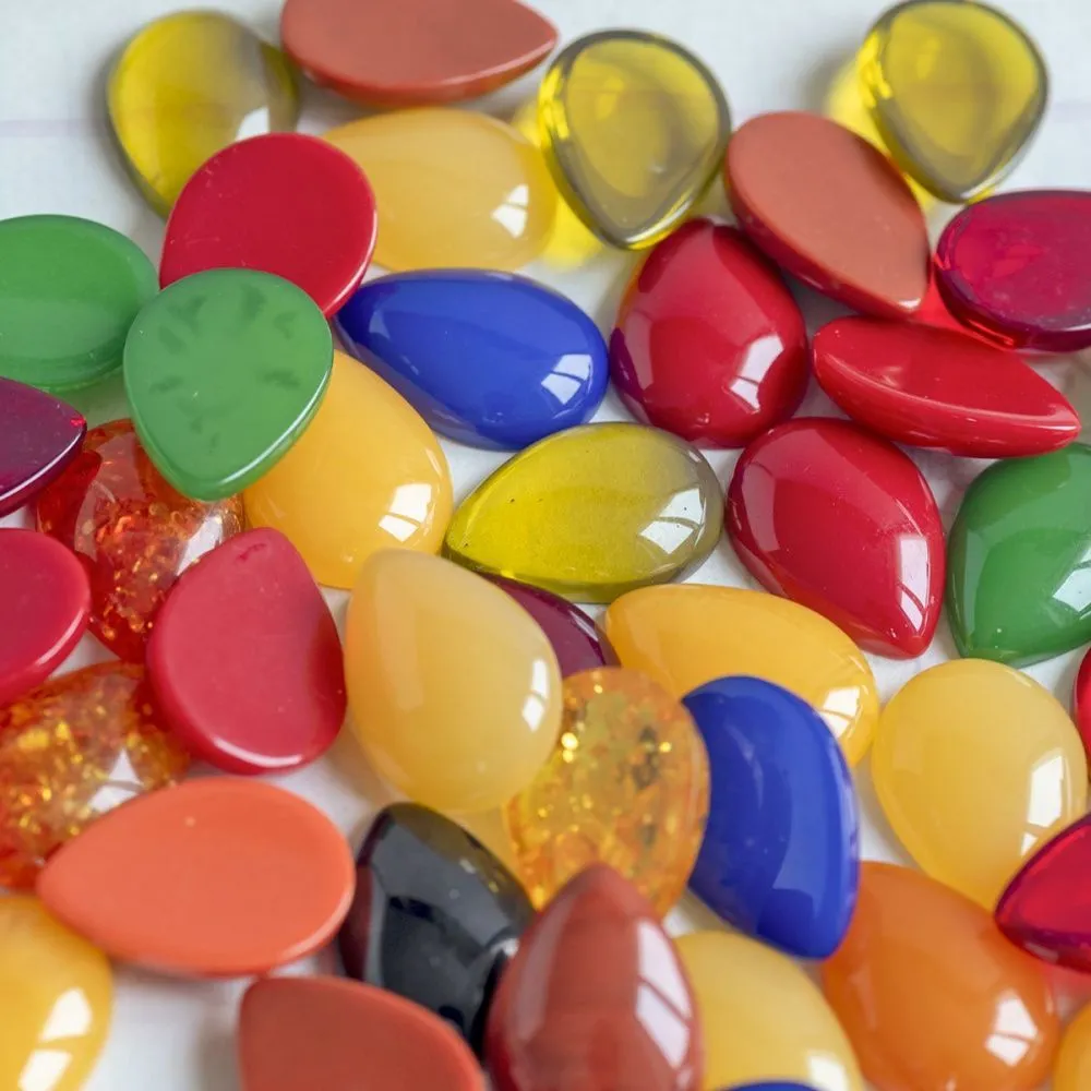 кабошон из смолы "джелли" капля, цветовой микс, 18.5x13x5 мм