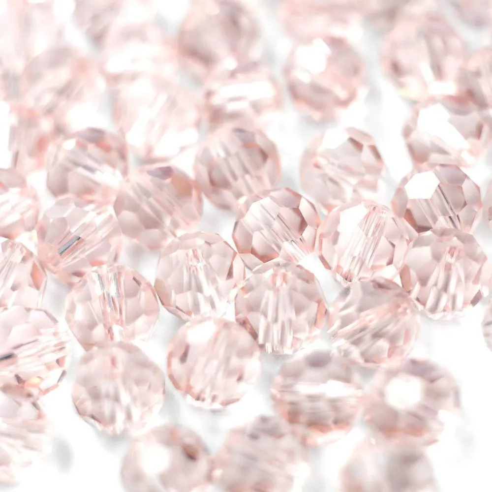 бусина, стекло 8, граненая, цвет розовый, 8 мм