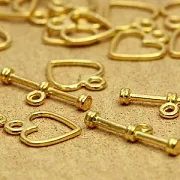 Тоггл "Сердечко", цвет золото, 12х14х19 мм