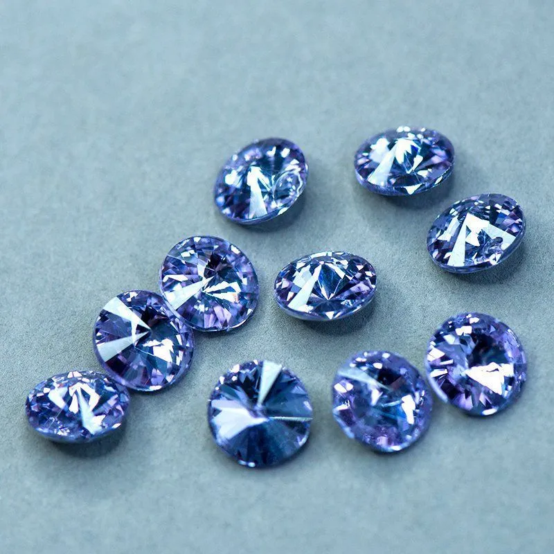 кабошон стекло риволи, цвет tanzanite, 12 мм