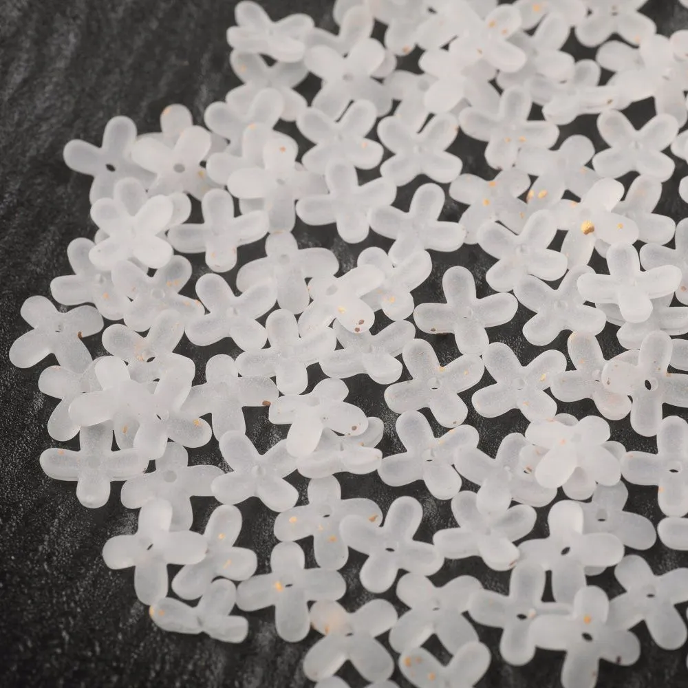 бусина, акрил "клематис", матовая, цвет белый, 11.5x11.5x3 мм