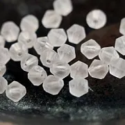 Бусина, стекло биконус матовая 6, цвет белый, 6 мм