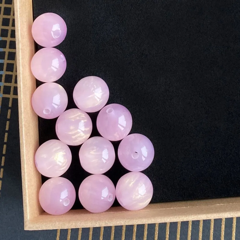 бусина, смола, имитация кошачьего глаза, цвет розовый, 12 мм