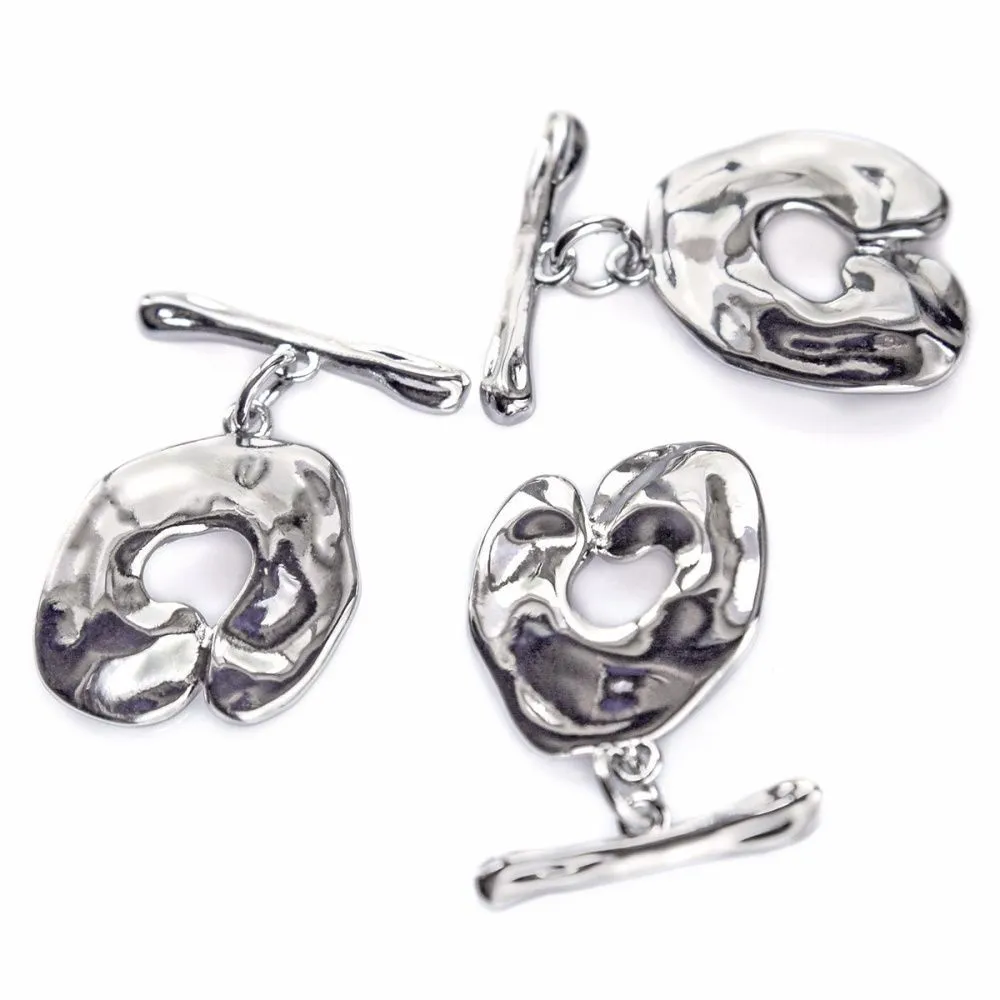 Замочки застежка-тоггл "блоб", цвет платина, 18.5x16x3 мм