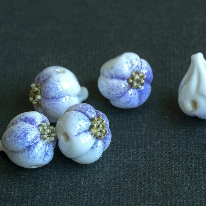 бусина, мурано "чеснок мелкий", белый, 15х14 мм