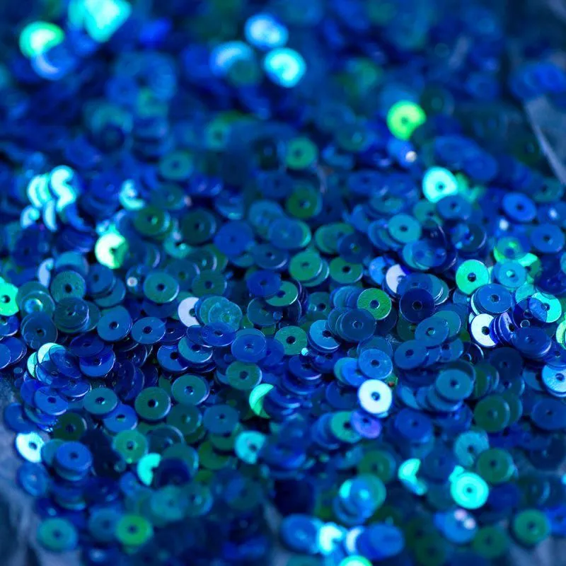 пайетки плоские, сине-зеленый радужный прозрачный, 4 мм