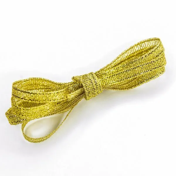 лента парчовая, цвет золотой металлик, ширина 5 мм