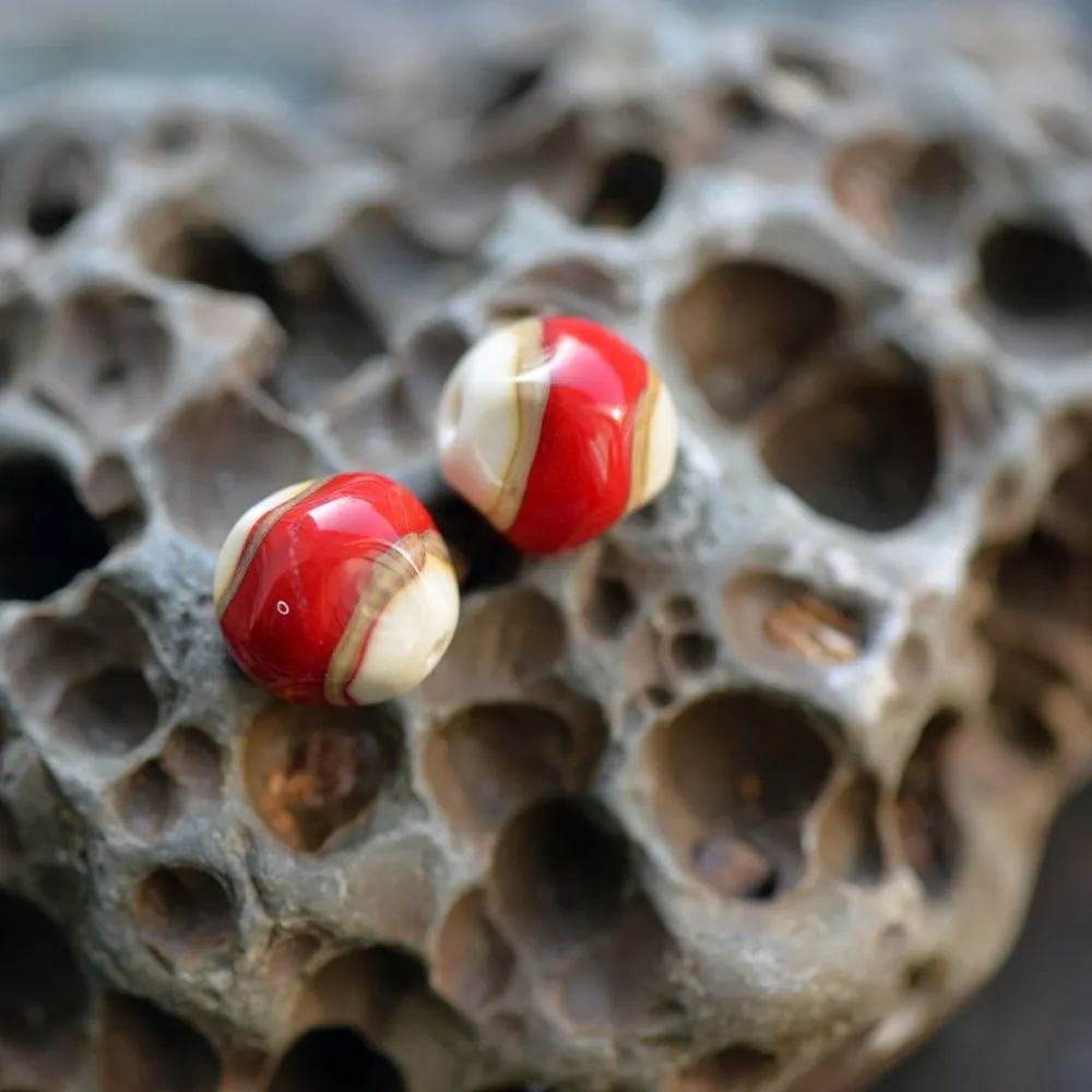 бусина, мурано "пунш", круглая, стекло,14-15 мм