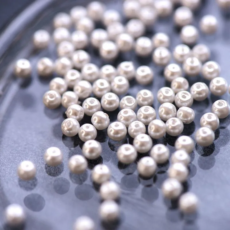 бусина, имитация жемчуга, стекло 3, цвет белый, 3 мм (уп 100+/-10 шт)