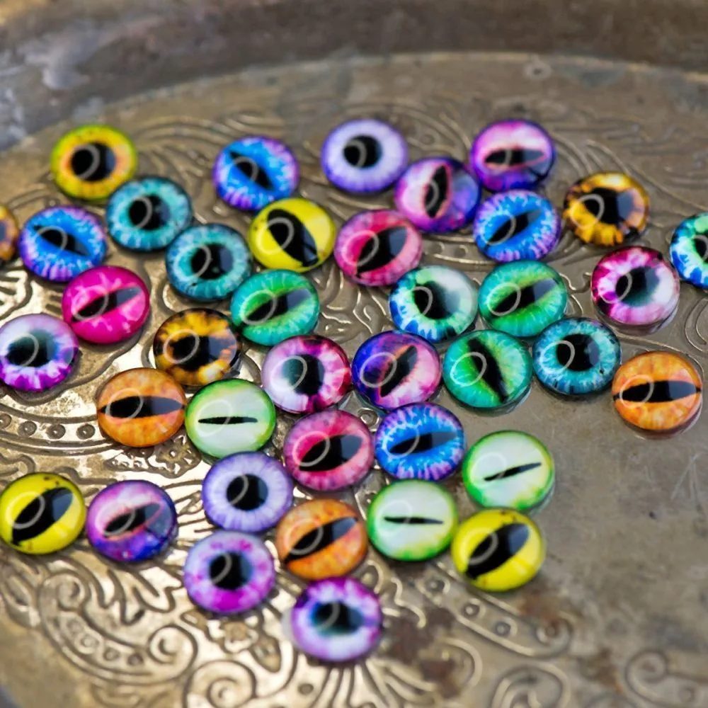 кабошон стеклянный "глазки", с принтом, 10х4 мм