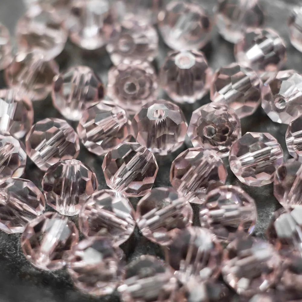 бусина, стекло 8, граненая, цвет розовый, 8 мм