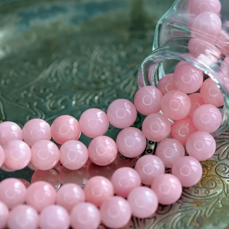 бусина имитация нефрита 10, цвет темно-розовый, колорир., 10 мм (стренд 10 шт.)