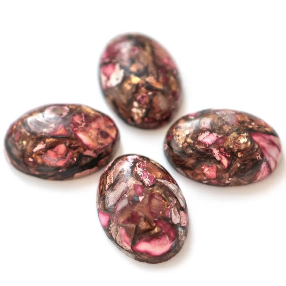 кабошон им. варисцита, овальный, цвет медный/малиновый, 25x18x7 мм