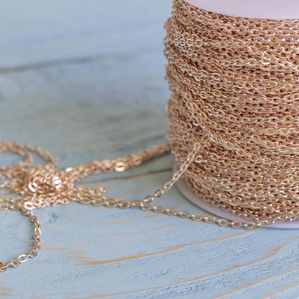 цепочка "овал", цвет розовое золото, звено 3х2х0,5 мм