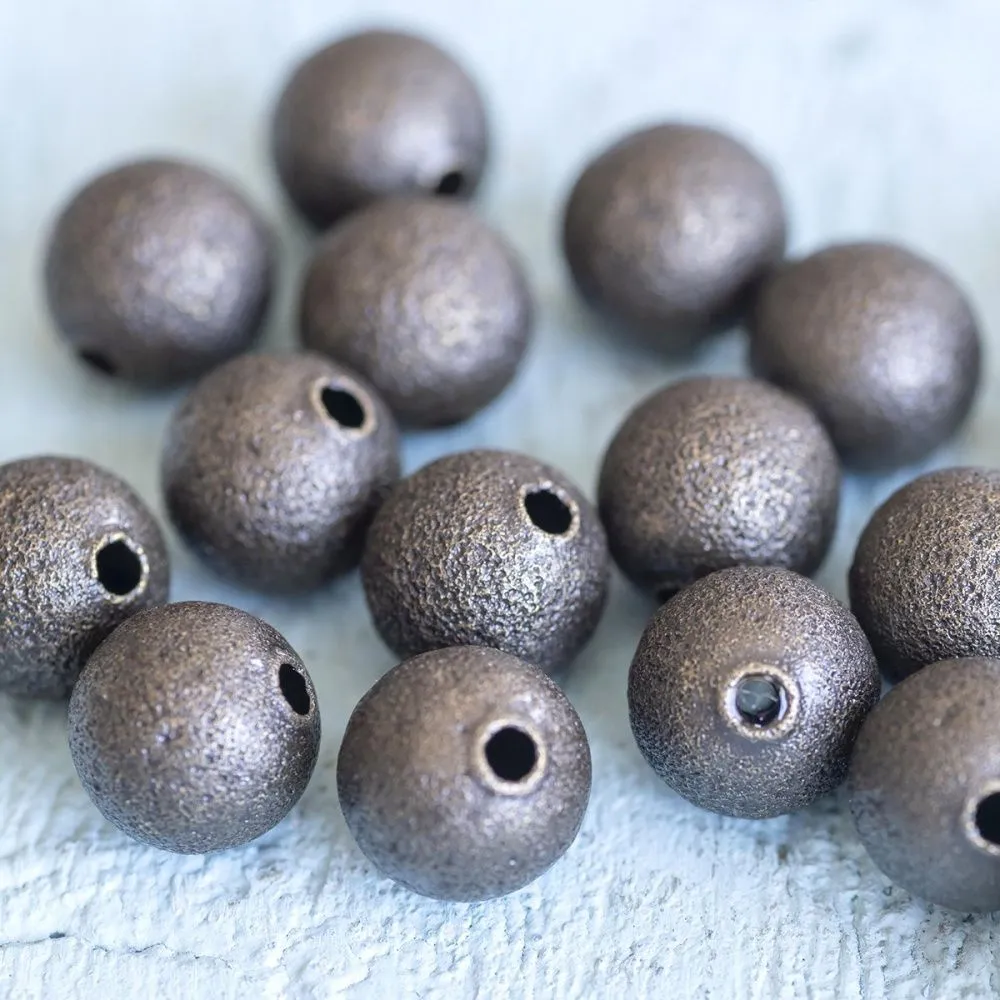 бусина, металл "звездная пыль" 8, цвет античная бронза, 8 мм