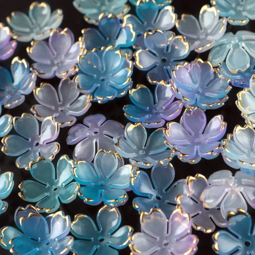 бусина, акрил "цветок сакуры", сиреневый микс, 17.5x18x5 мм