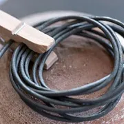 Шнур кожаный, цвет серый, диаметр 1.5 мм