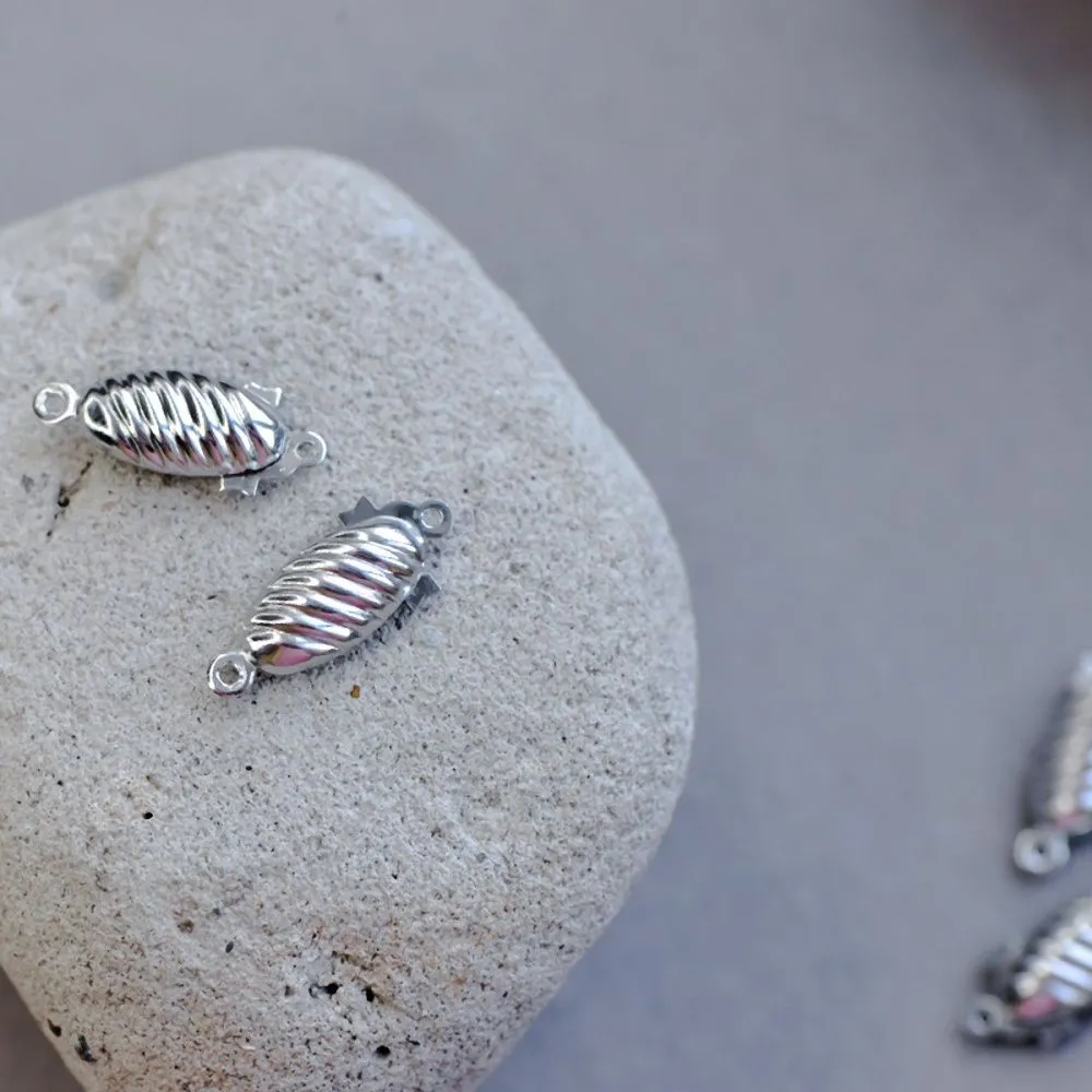 замочек-боб для жемчуга, цвет платина, 22x9x5 мм