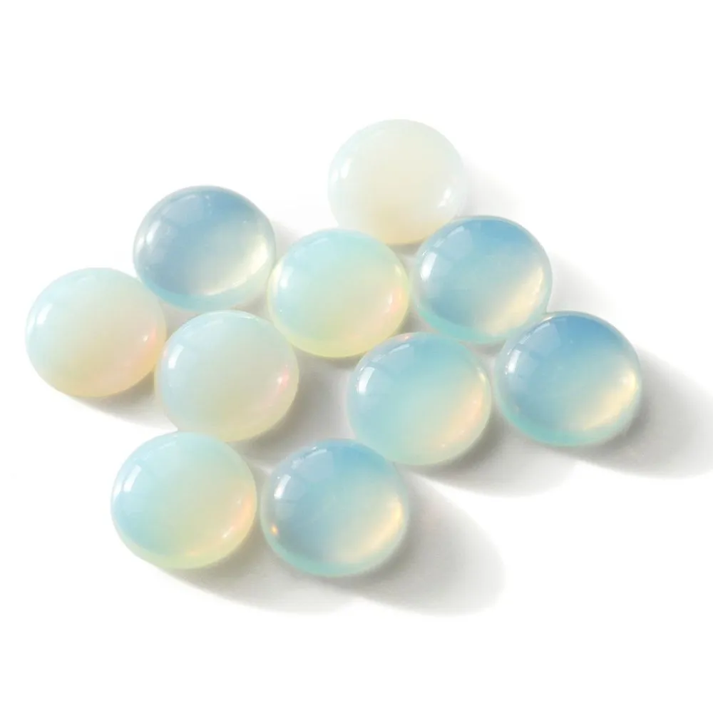 кабошон стеклянный, круглый, опалит, 16x6 мм