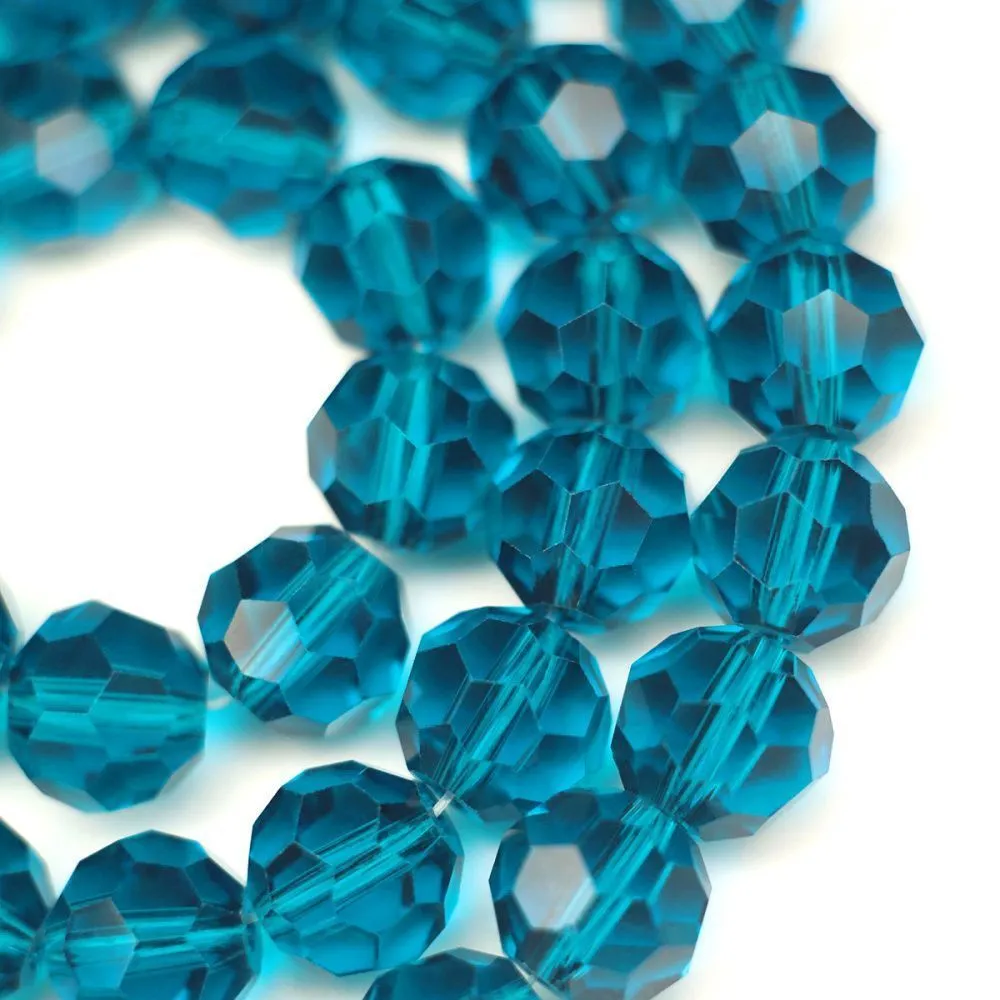 бусина, стекло 10, граненая, цвет голубой, 10 мм
