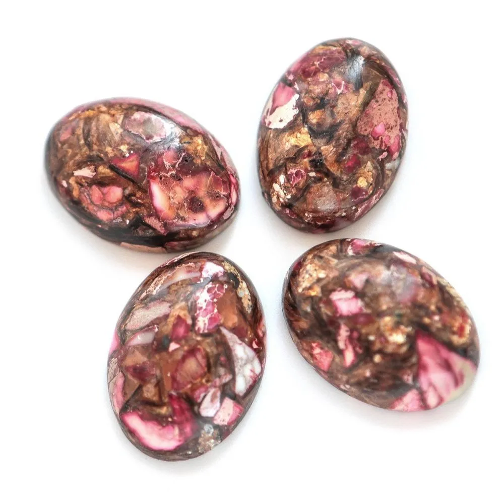 кабошон им. варисцита, овальный, цвет медный/малиновый, 25x18x7 мм