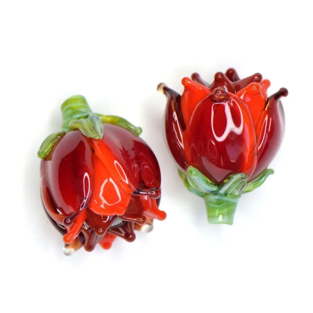 бусина, мурано "колокольчик садовый", красный, 22х15 мм