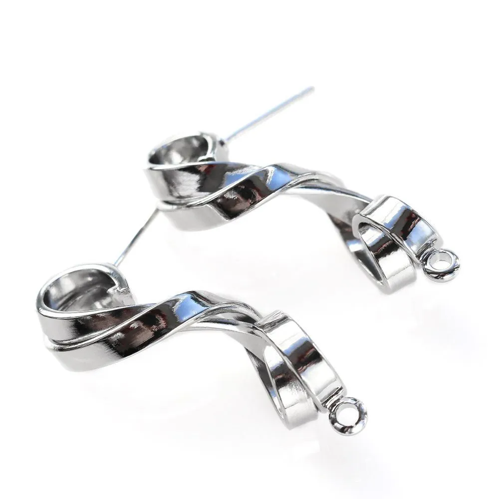 пуссеты "твисти", цвет платина, 28x10 мм