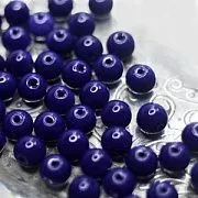 Бусина, стекло 8, цвет темно-синий, 8 мм