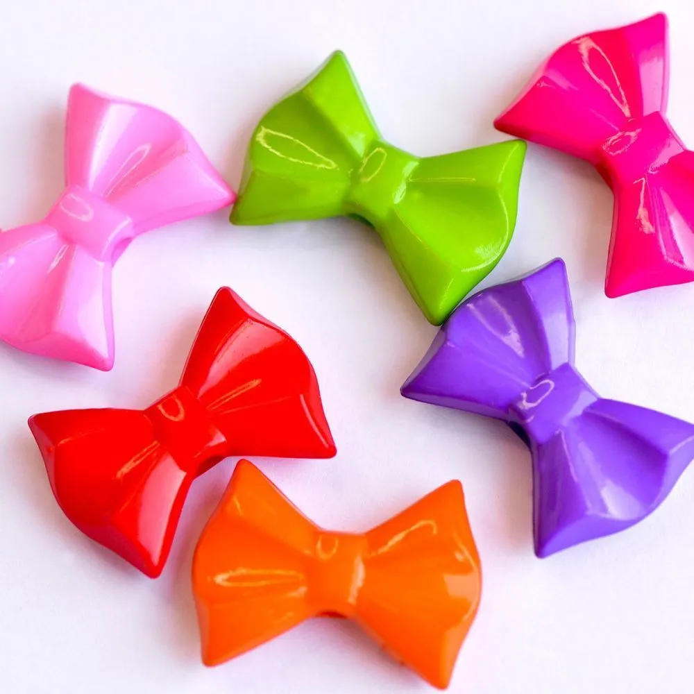 бусина, акрил "бантик", цветовой микс, 19x26x7 мм