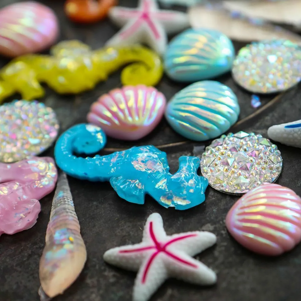 кабошон из смолы "морское дно", цветовой и размерный микс