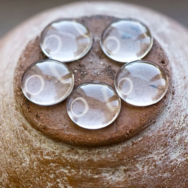 кабошон стеклянный, круглый, прозрачный, 16х4-5 мм