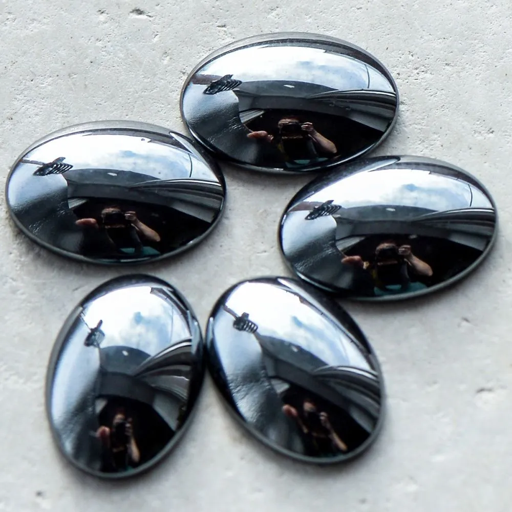 кабошон гематит немагнитный овальный, цвет черный, 14x10x4 мм