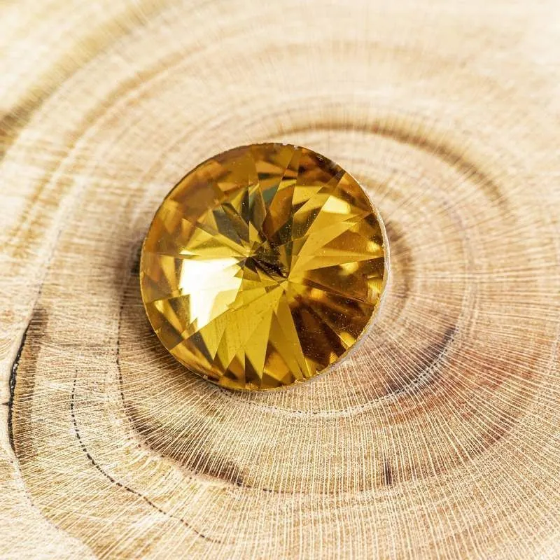 кабошон стекло риволи, цвет темно-желтый, 14х7 мм