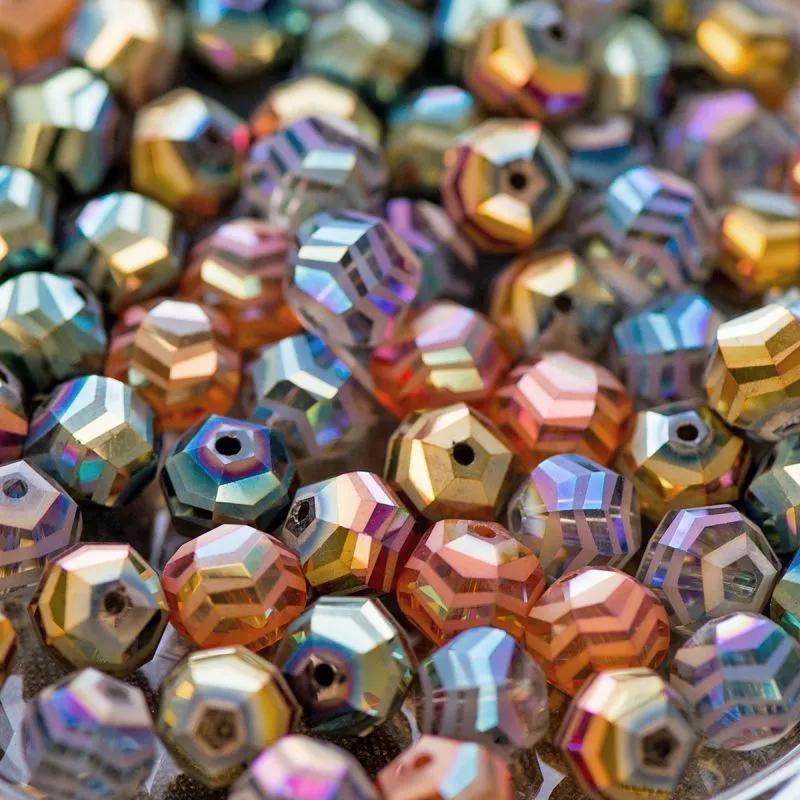 бусина "зигзаг", стекло, цветовой радужный микс, 10x9x8.5 мм