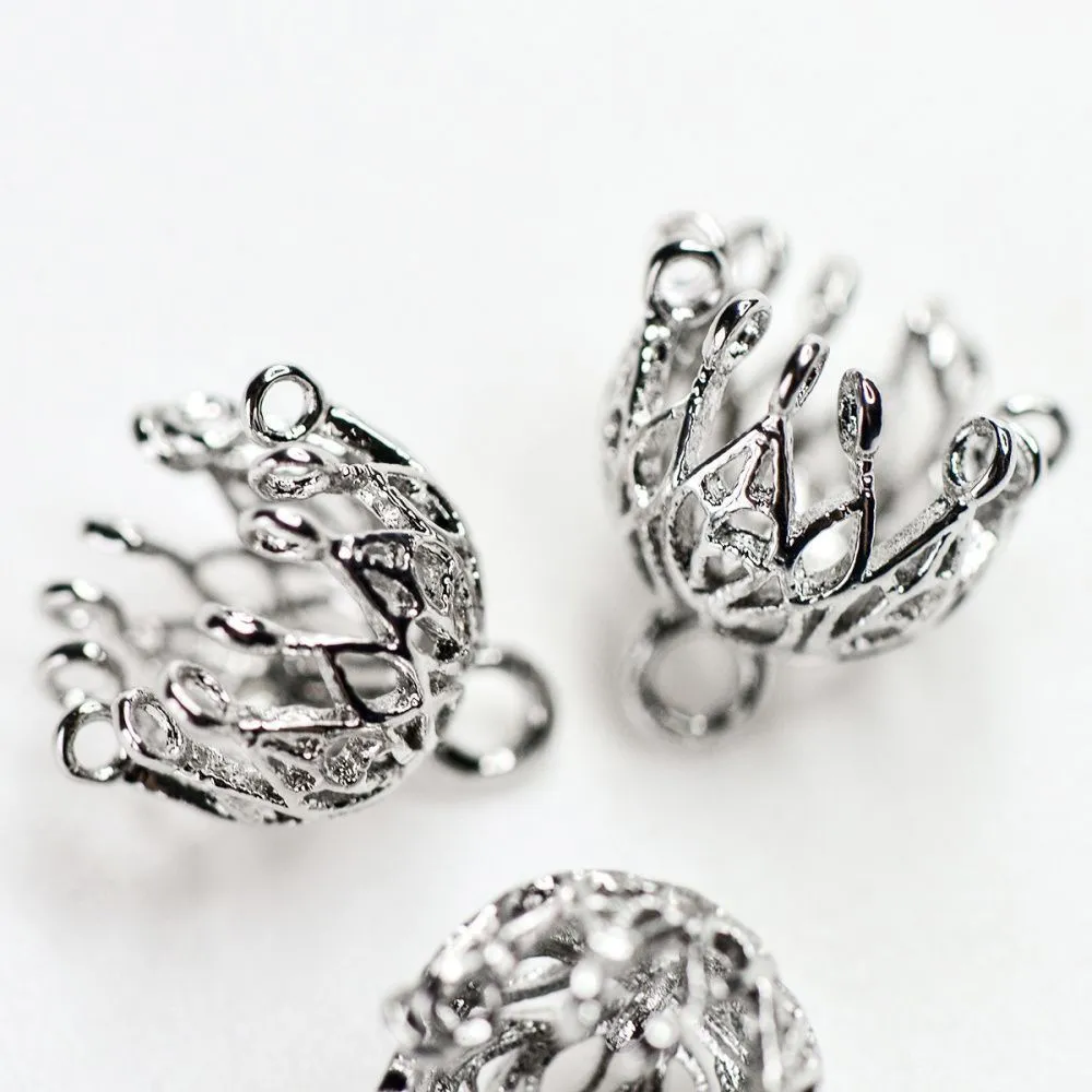 колпачок для бусин "шандельер", покрытие платиной, 12x11 мм