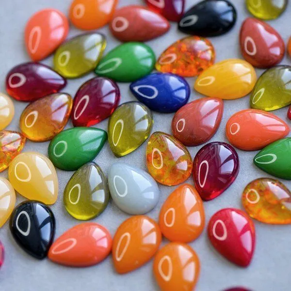 кабошон из смолы "джелли" капля, цветовой микс, 18.5x13x5 мм