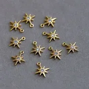 Подвеска металл "Стар", позолота/циркон, 10.5x8.5x2 мм
