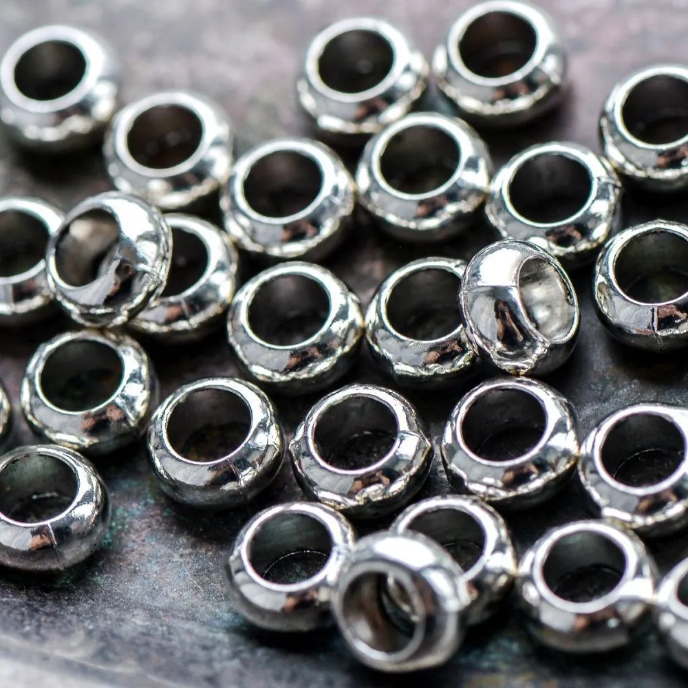 ес бусина металл "бублик", цвет античное серебро, 10х4 мм