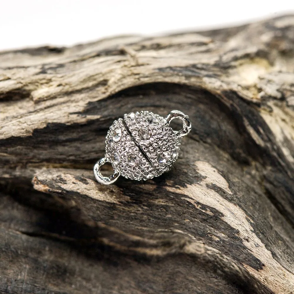 застежка магнитная "шарик-стар", стразы, покрытие платиной, 16x10 мм