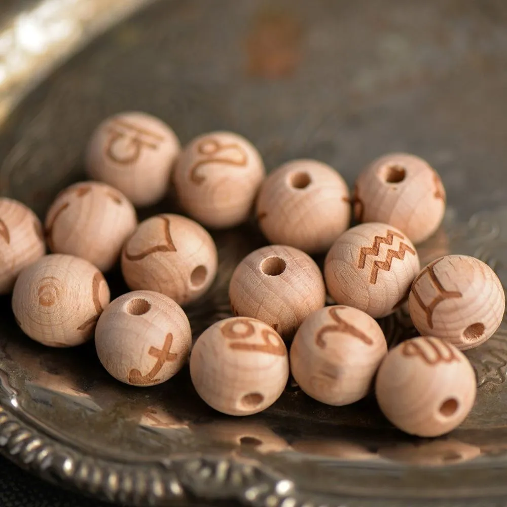 бусина дерево "знаки зодиака", цвет натуральный, 16х15 мм