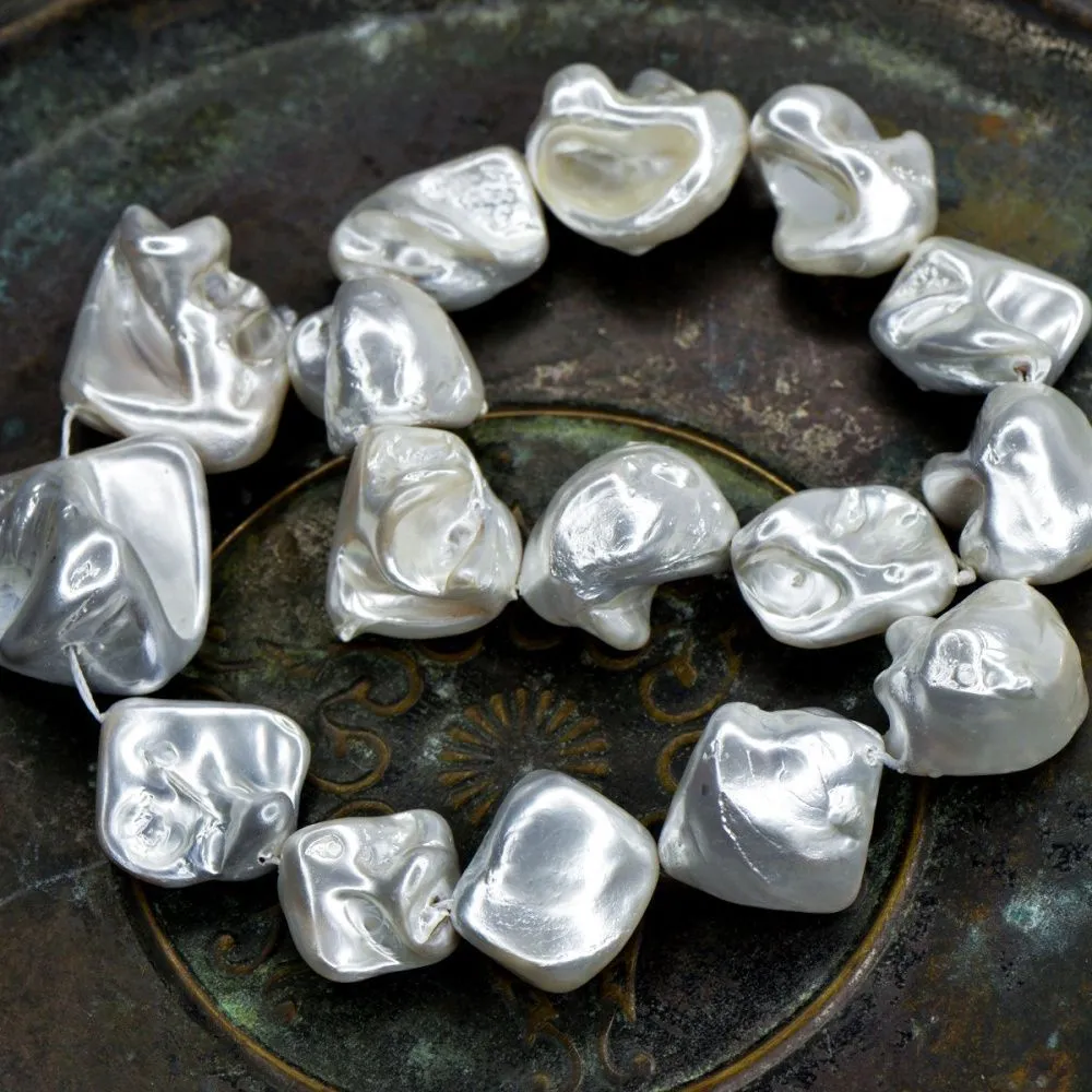 ракушечный жемчуг кеши, цвет белый, 9-28x8-27x7-20 мм