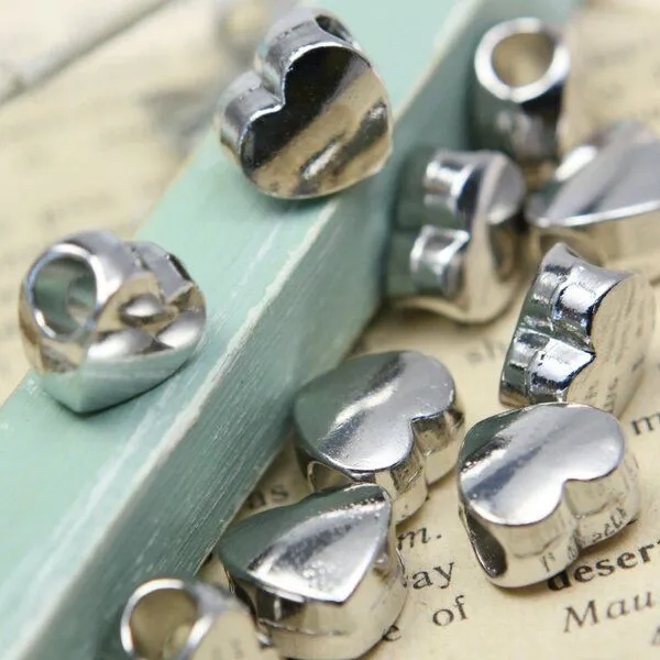 ес бусина металл "сердце", цвет платина, 11х11х7 мм