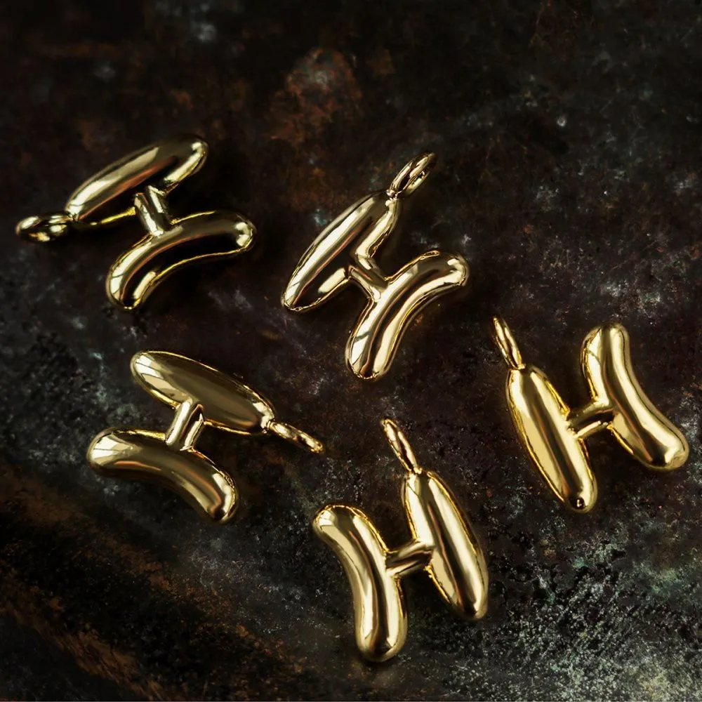 подвеска металл "h", позолота, 18.5-20x6-19x4.5-5.5 мм